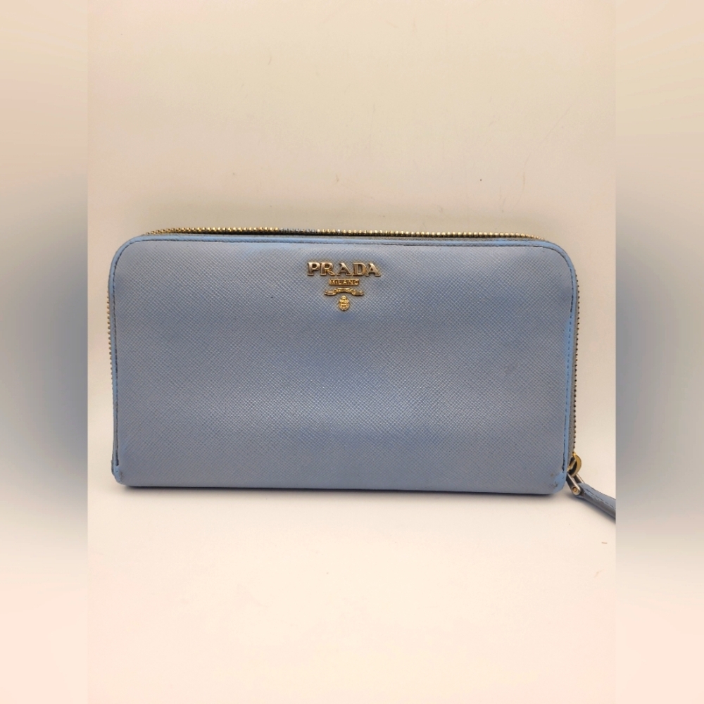 PRADA Saffiano Metal Zip Around Astrale Wallet